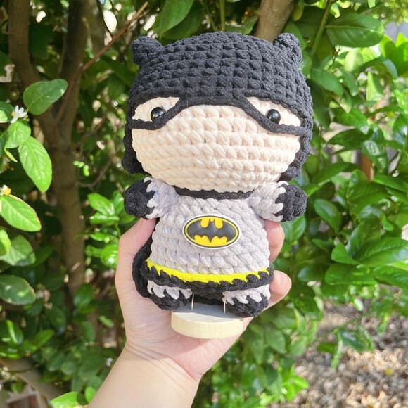 Batman Crochet Doll | Handmade Amigurumi Superhero Plush | Cute Batman Toy - Picture 6 of 11